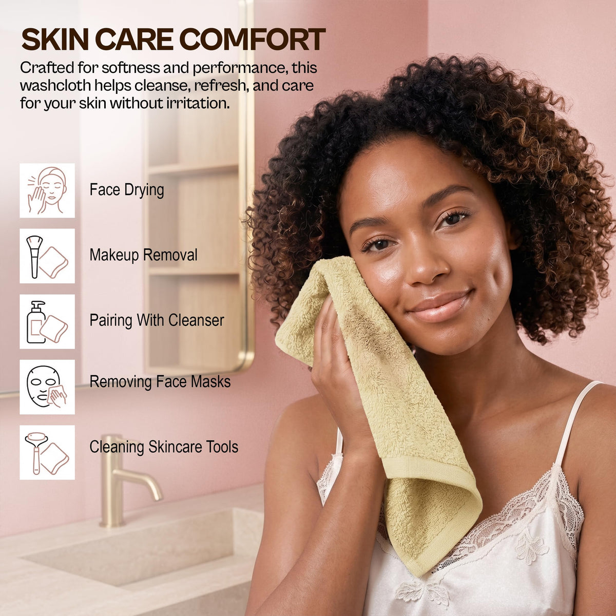 Utopia Towels 12 Pack Washcloths, 12x12 in, 100% Cotton, Beige
