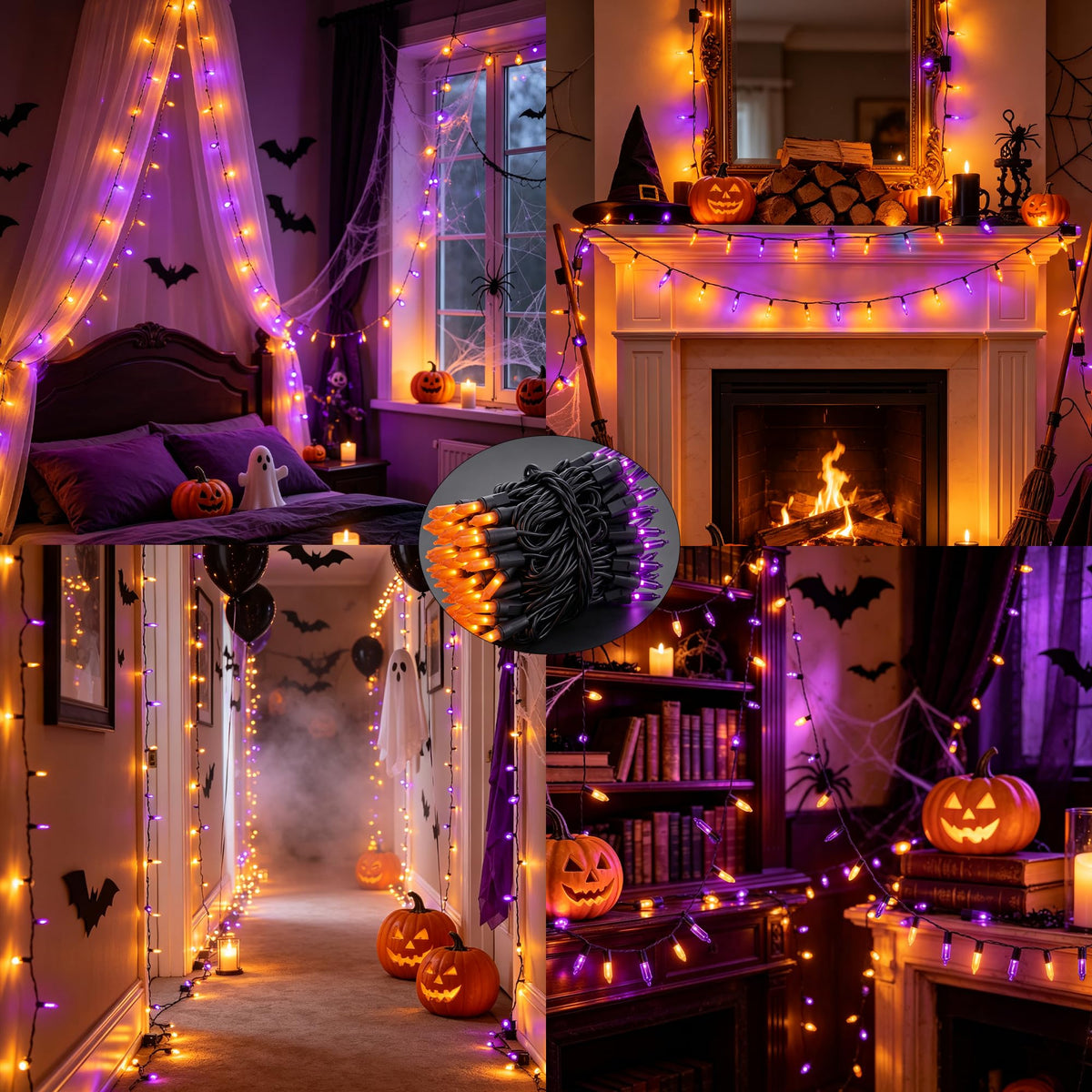 TW SHINE Orange Halloween Lights, 20FT 100 Count Incandescent Mini String Lights, Waterproof Halloween Decorations for Outdoor Indoor Patio Home Party Garden Yard Decor