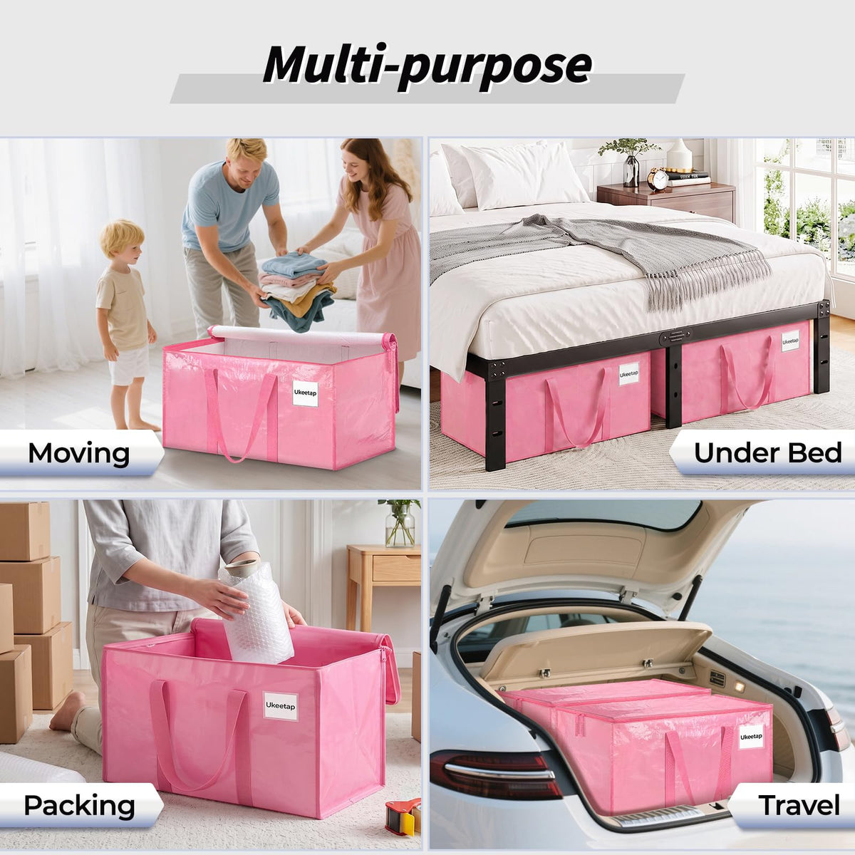 ukeetap 8 Pack Extra Large Clothes Storage Bins with Lids, Clear