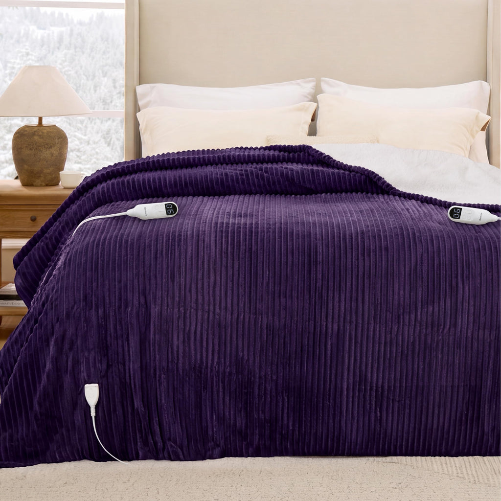 Bedsure Cloud Bubble Grey Heated Blanket Throw, Soft Cozy Electric Blanket