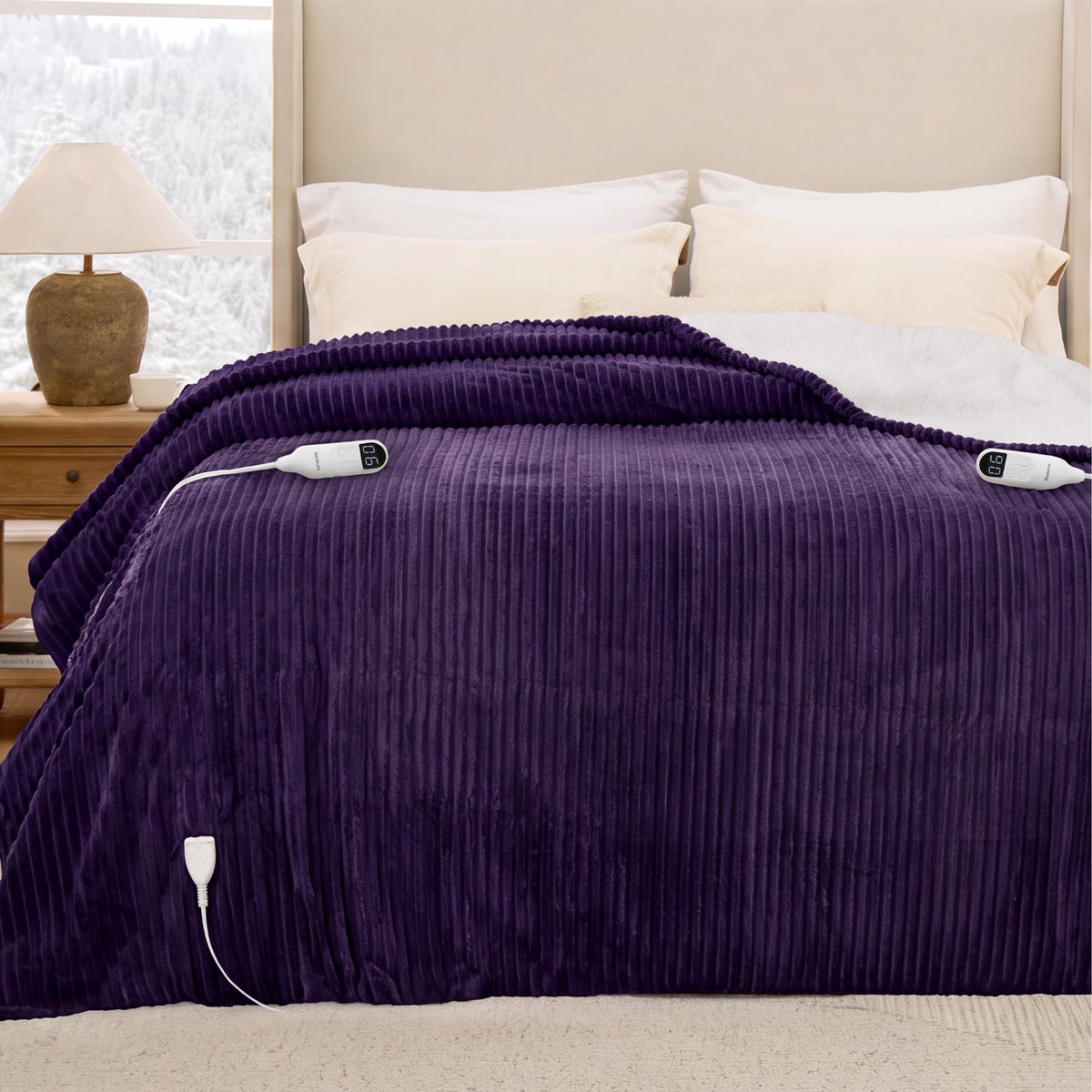 Bedsure Cloud Bubble Grey Heated Blanket Throw, Soft Cozy Electric Blanket