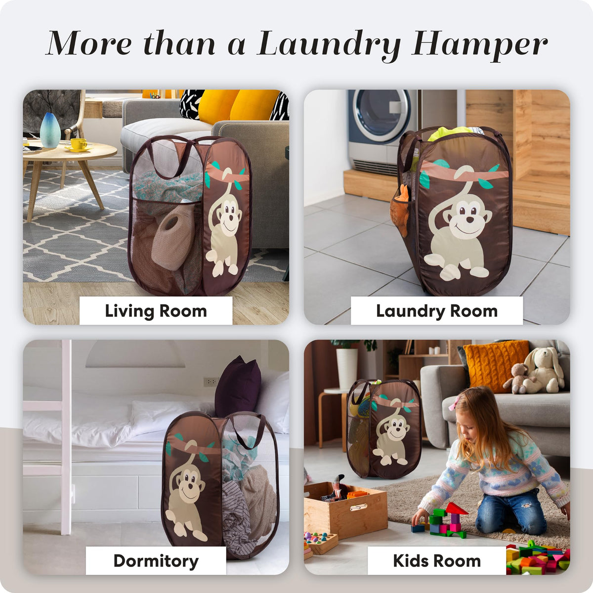 Handy Laundry Collapsible Mesh Pop-Up Hamper with Side Pocket