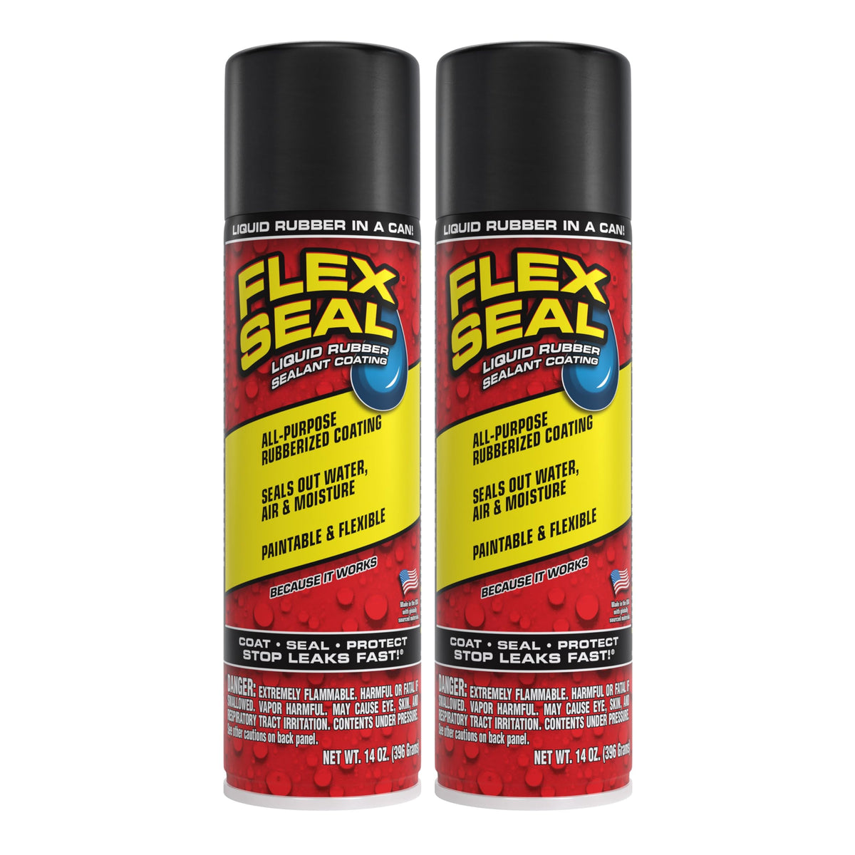 Flex Seal Spray Rubber Sealant Coating, Waterproof, Clear, 17 oz, 2-Pack