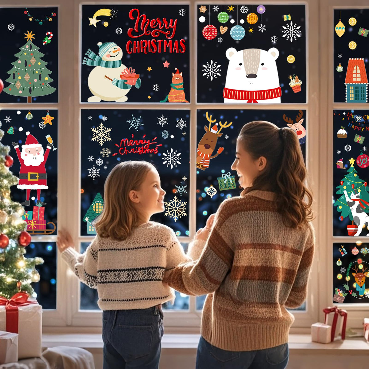 Christmas Window Clings for Glass Windows, Stickers for Window Decorations