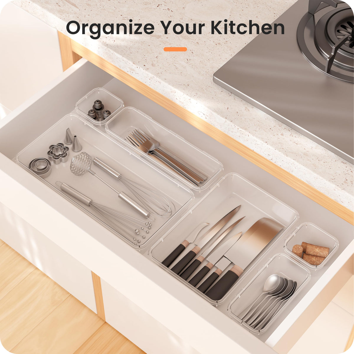 A-LuGei 【Military Grade】 Drawer Organizer for Vanity Bathroom Makeup Desk