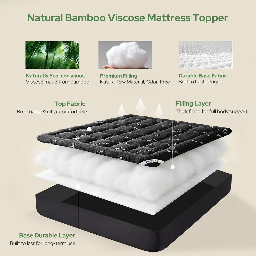 BEDLORE Twin Mattress Topper, Thick Soft Pillow Top Bed Topper