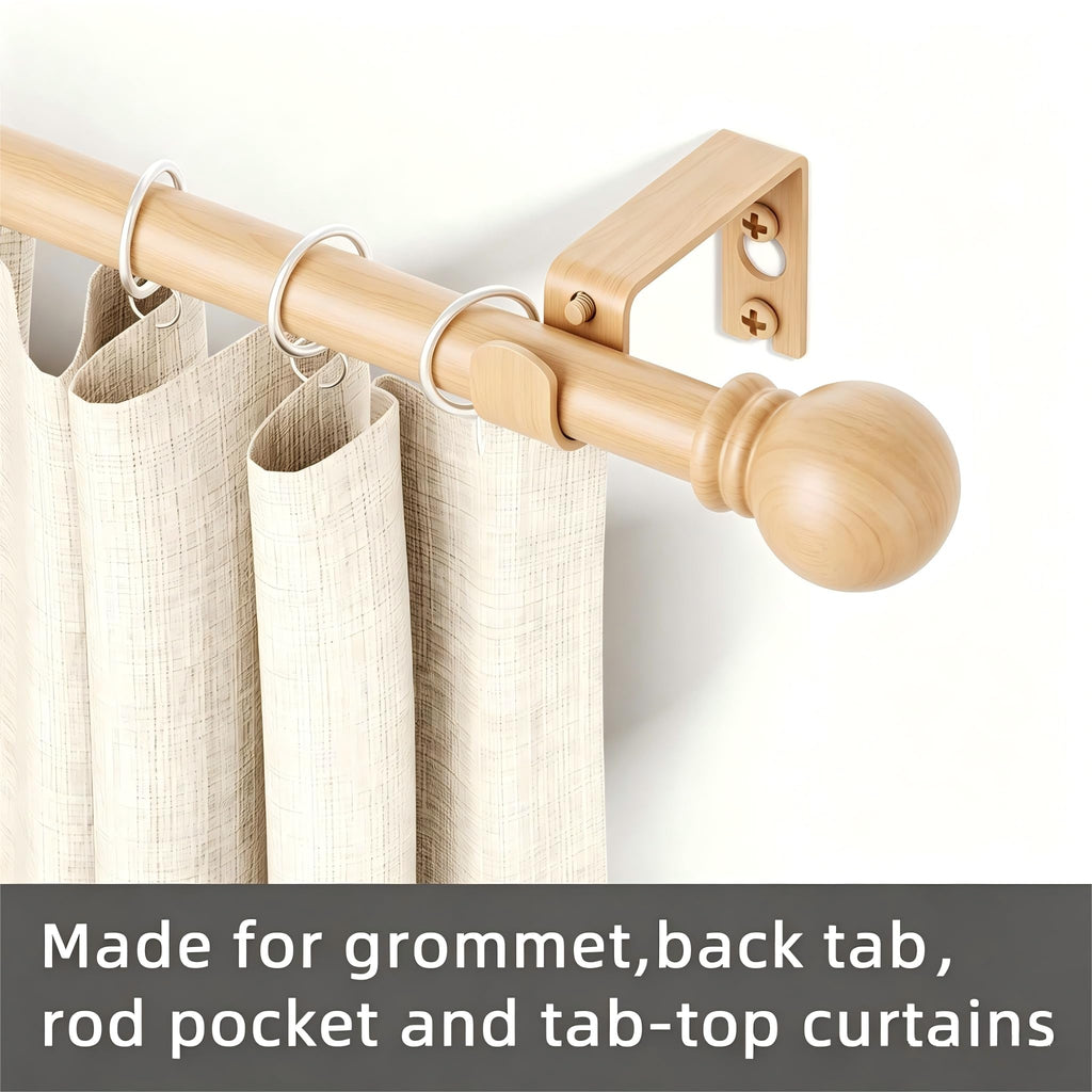 GXOACKJ Curtain Rods for windows 28-78 inch, 5/8 inch Decorative Dark Walnut Wood Splicing Heavy Duty Metal Curtain Rod set with Brackets