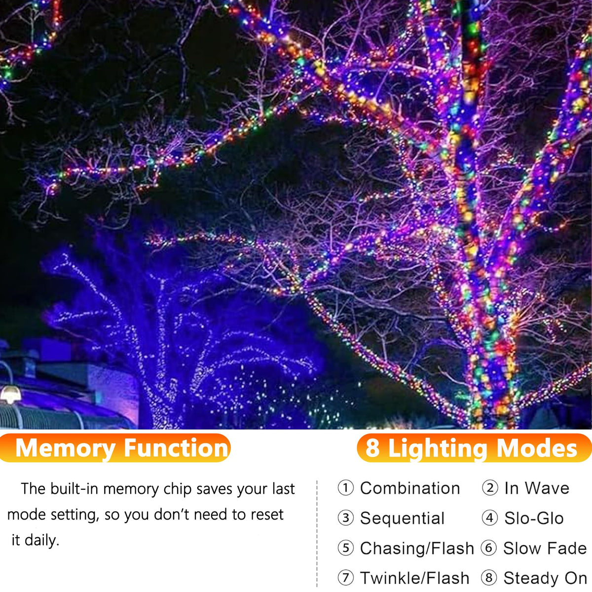 Joomer Solar Fairy Lights, 2-Pack Total 80FT 240LED String Lights, White