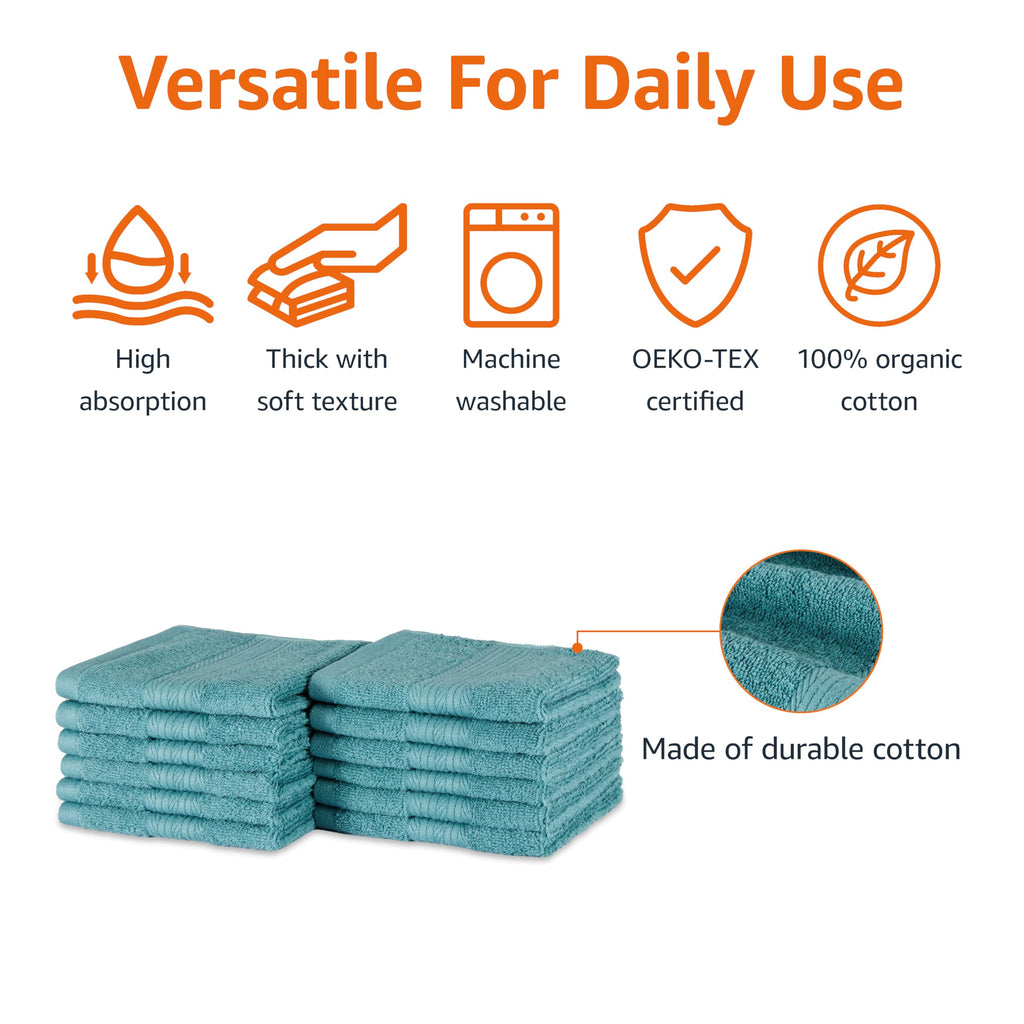 Amazon Basics Fade-Resistant 100% Cotton Bath Towel, 30"x54", Teal Green, 2-Pack