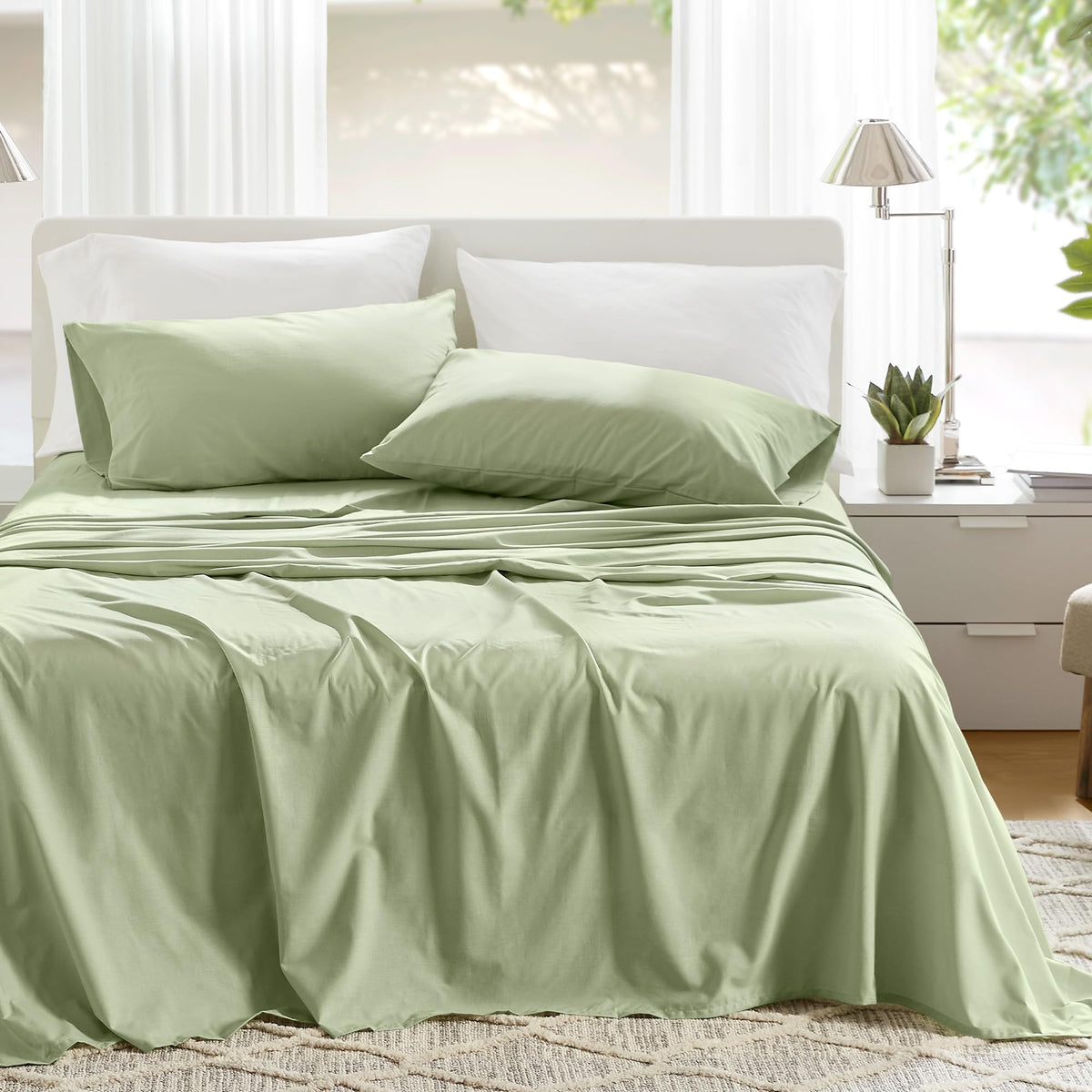 Comfort Spaces 100% Cotton Percale Sheets Twin XL Size 3 Pc, Diamond Sliver