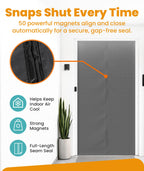 Flux Phenom Magnetic Screen Door (White) - Bugs Out, Breeze in - 9min Install Auto-Sealing Heavy Duty Double Stitched Mesh, 52 Magnets, Hands Free Patio Doors Net, Pet & Kid Friendly, 38 x 82 Inch