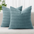 MIULEE Corduroy Decorative Throw Pillow Covers 18x18 Light Brown Pack of 2