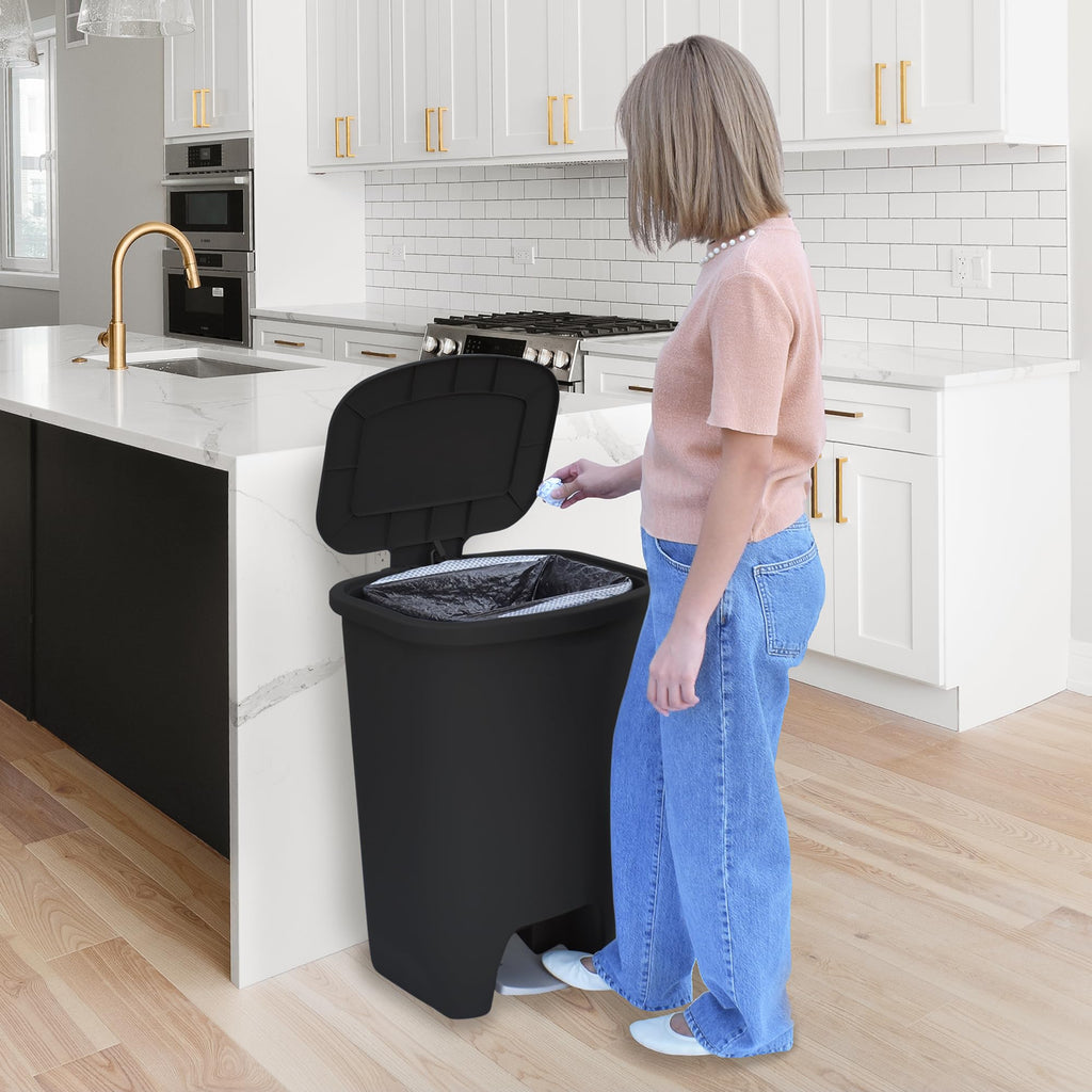 Glad Trash Can with Clorox Odor Protection | Plastic Bin, 13 Gal, Black