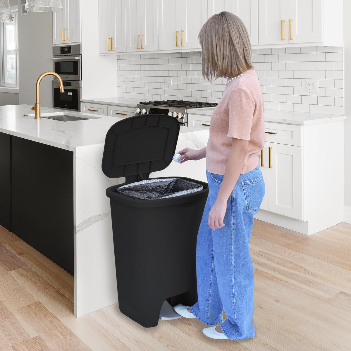 Glad Trash Can with Clorox Odor Protection | Plastic Bin, 13 Gal, Black