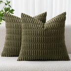 MIULEE Corduroy Decorative Throw Pillow Covers 18x18 Light Brown Pack of 2