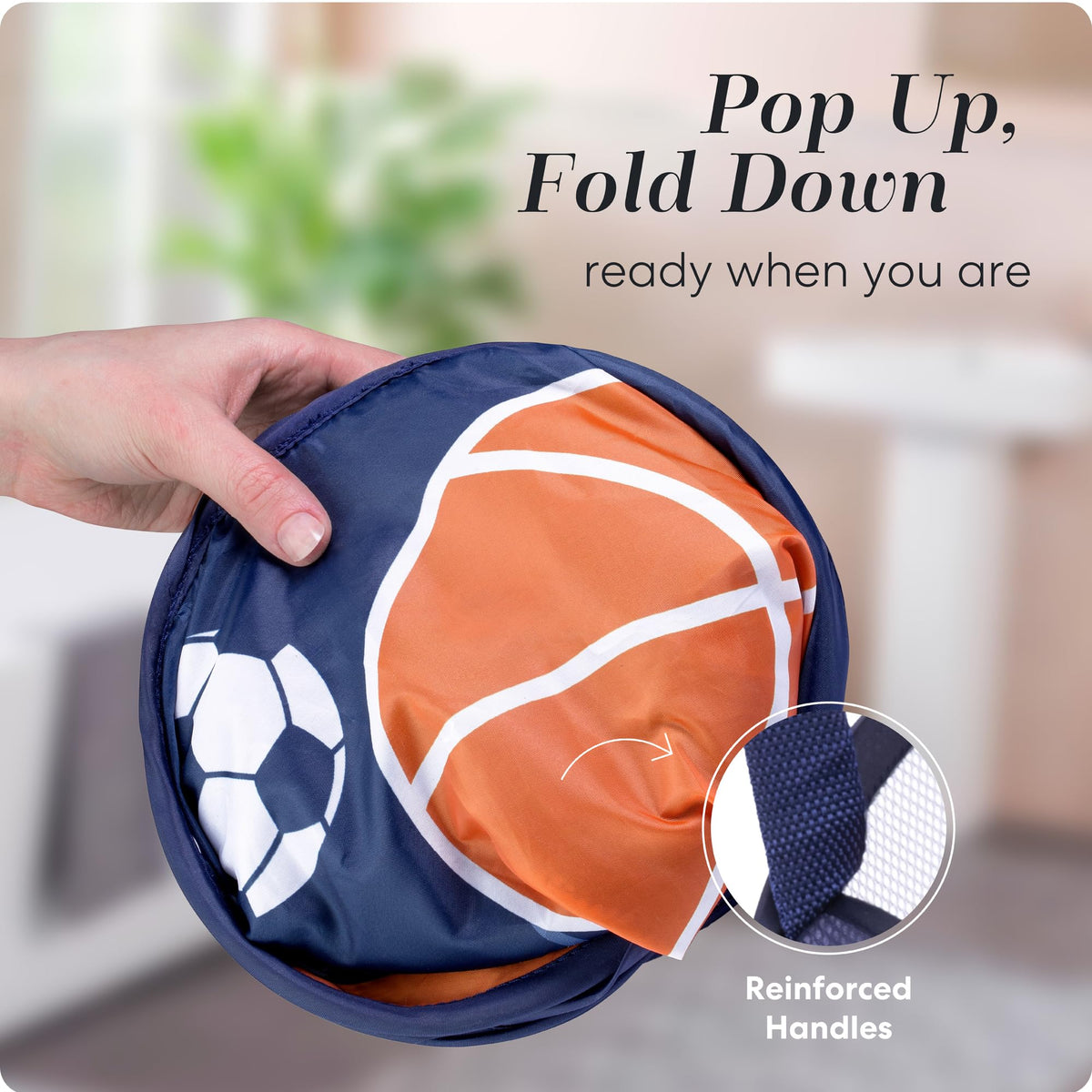 Handy Laundry Collapsible Mesh Pop-Up Hamper with Side Pocket