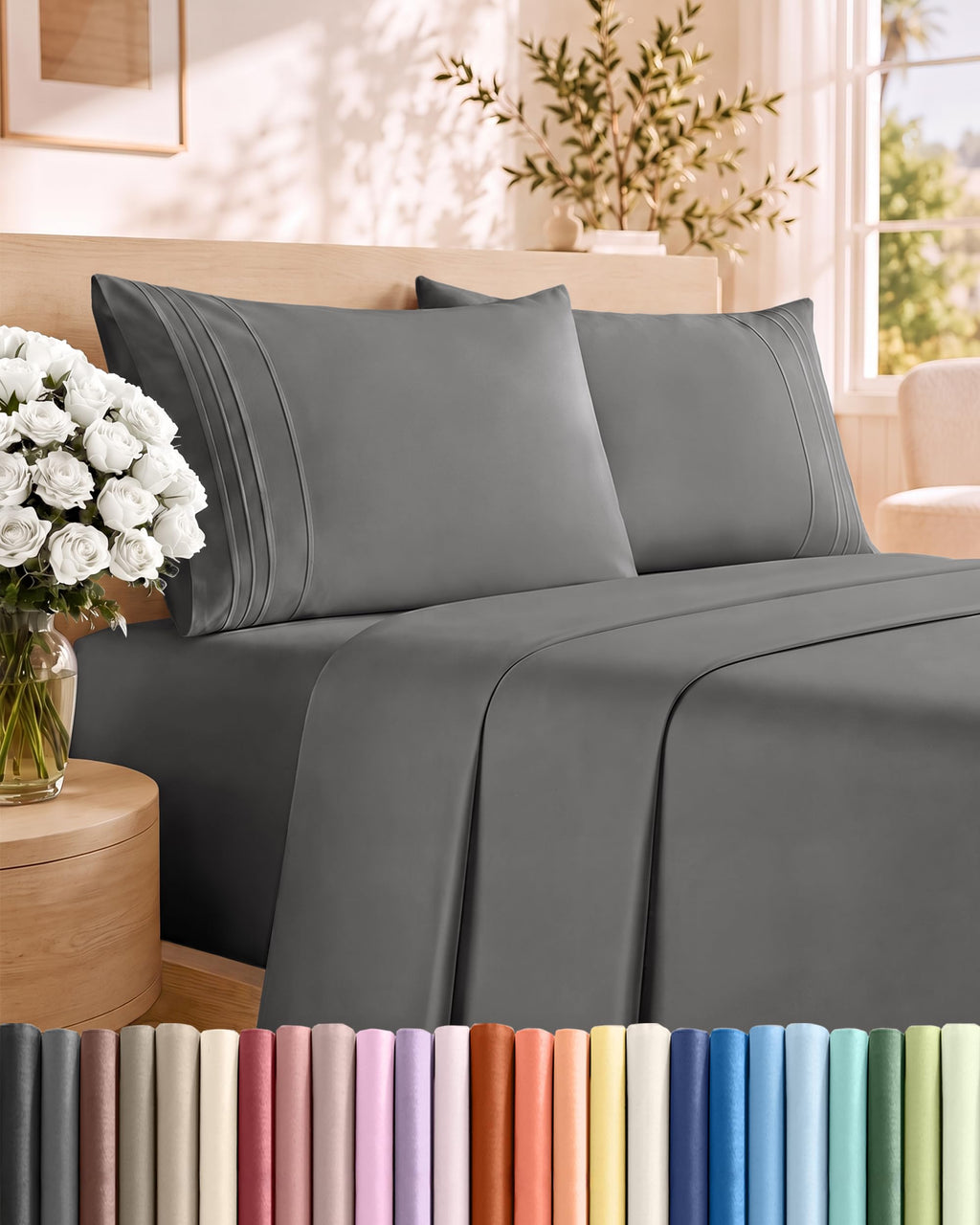 Twin Size 3 Piece Sheet Set - Comfy Breathable & Cooling Sheets - White