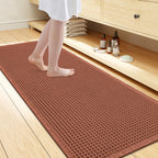 Smiry Waffle Bath Mat 24X16, Extra Soft Absorbent Bathroom Rugs, Black