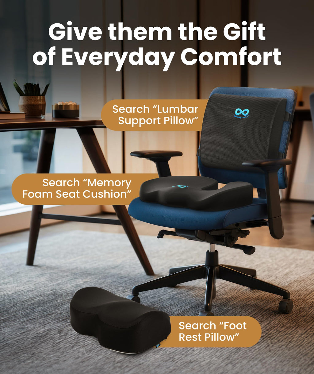 Everlasting Comfort Doctor Recommended Memory Foam Seat Cushion for Office Chairs & Car - Ergonomic Office Desk Accessories - Cushions for Tailbone Pain Relief, Sciatica (Black, Large)