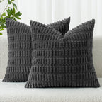 MIULEE Corduroy Decorative Throw Pillow Covers 18x18 Light Brown Pack of 2