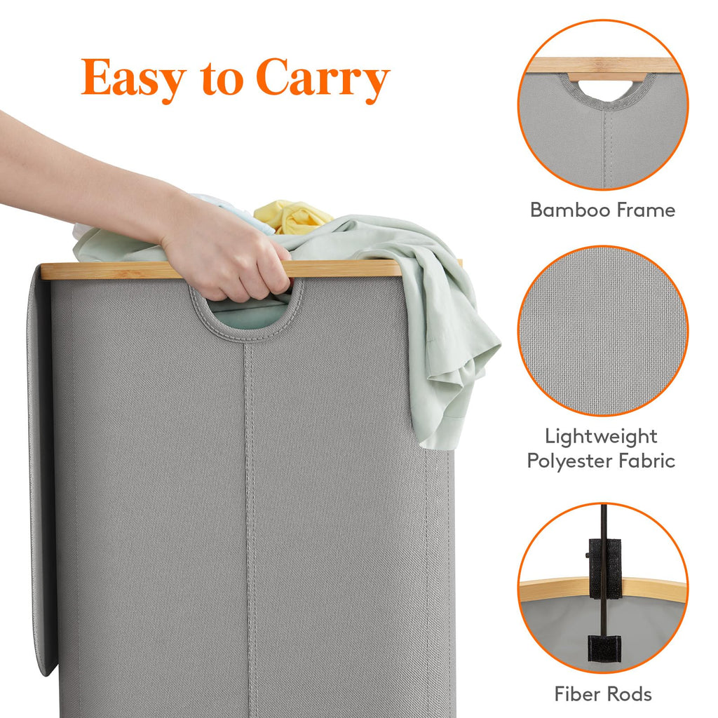 Lifewit 105L Large Laundry Basket with Lid, Removable Bags, Beige