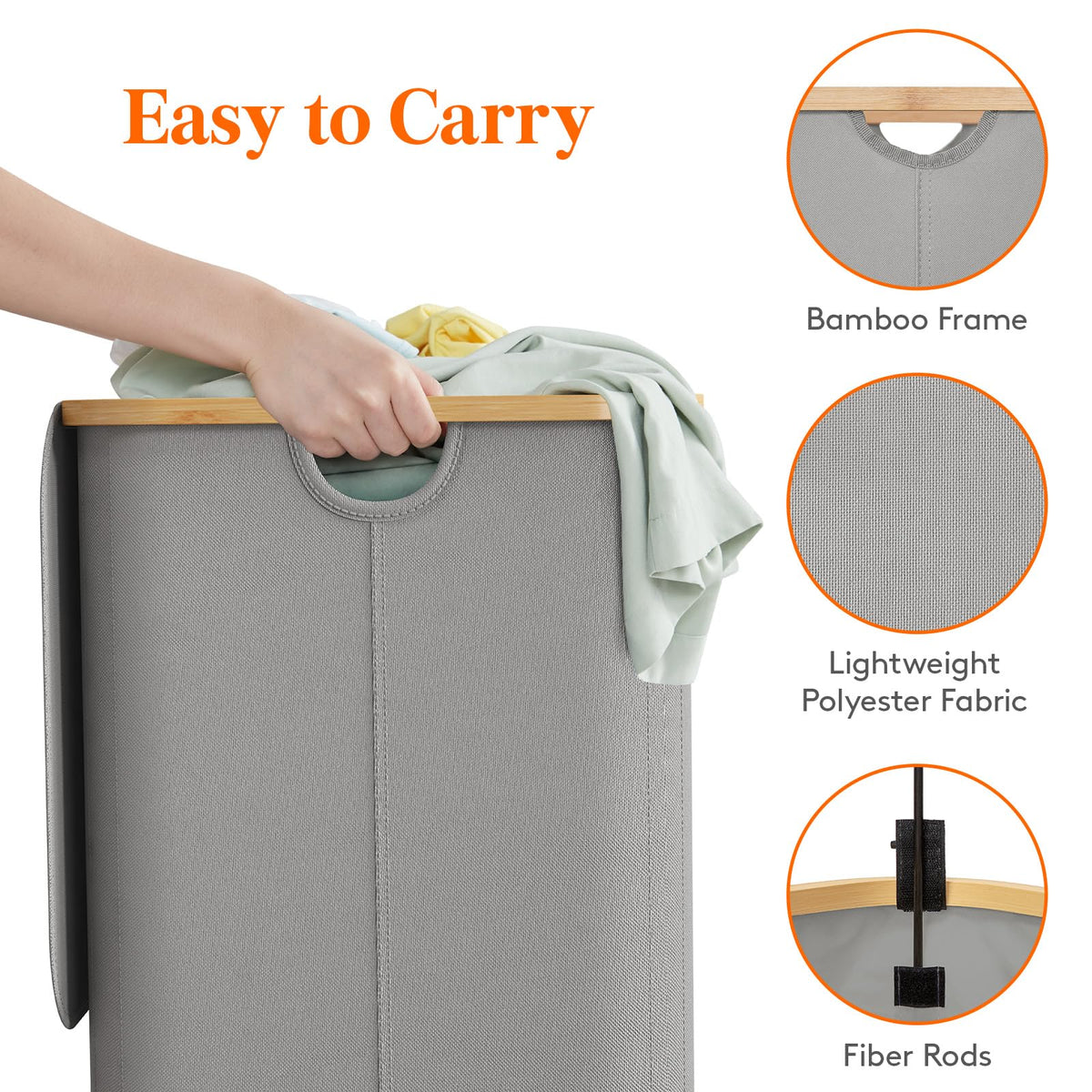 Lifewit 105L Large Laundry Basket with Lid, Removable Bags, Beige