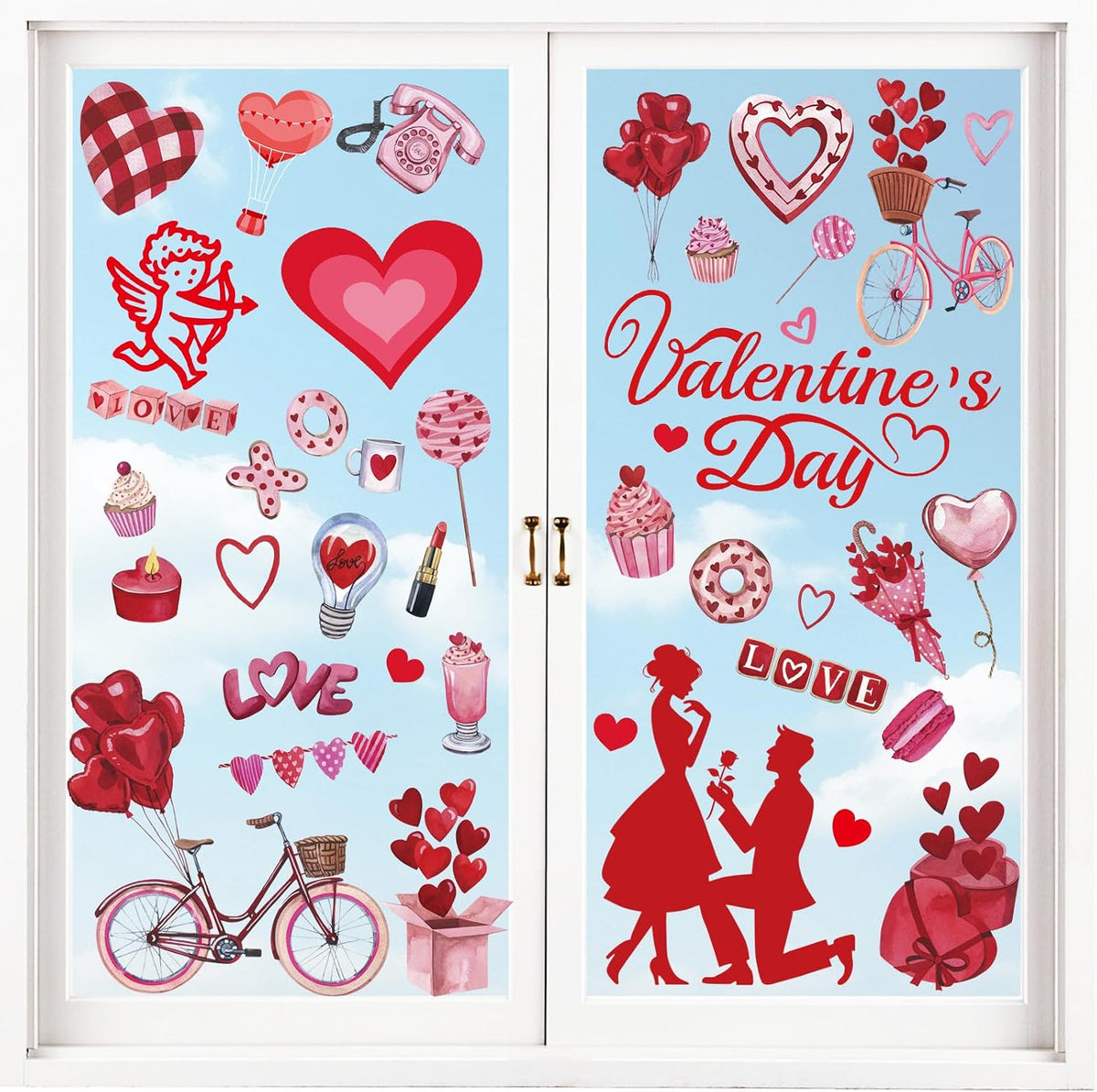 Holiday Window Clings for Home Decorations (Romantic)