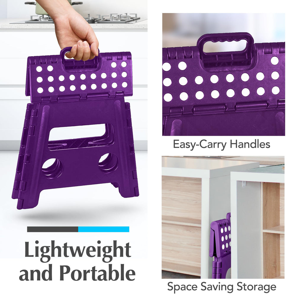 Handy Laundry Folding Step Stool 9 Inch, Pink, Non-Slip Holds 300 lbs