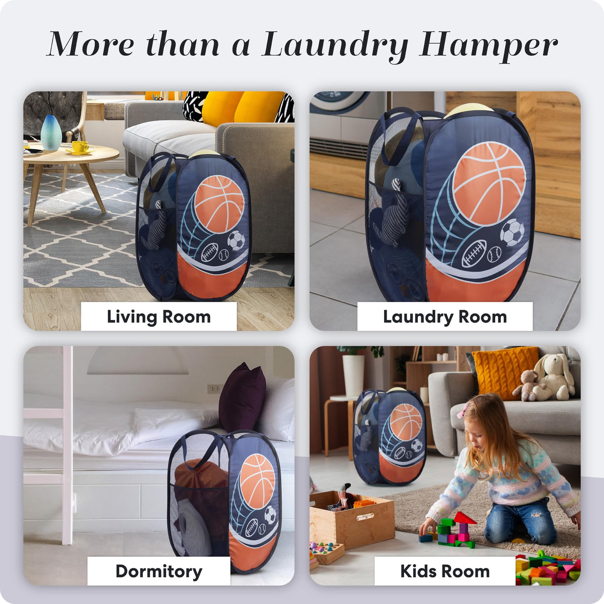 Handy Laundry Collapsible Mesh Pop-Up Hamper with Side Pocket