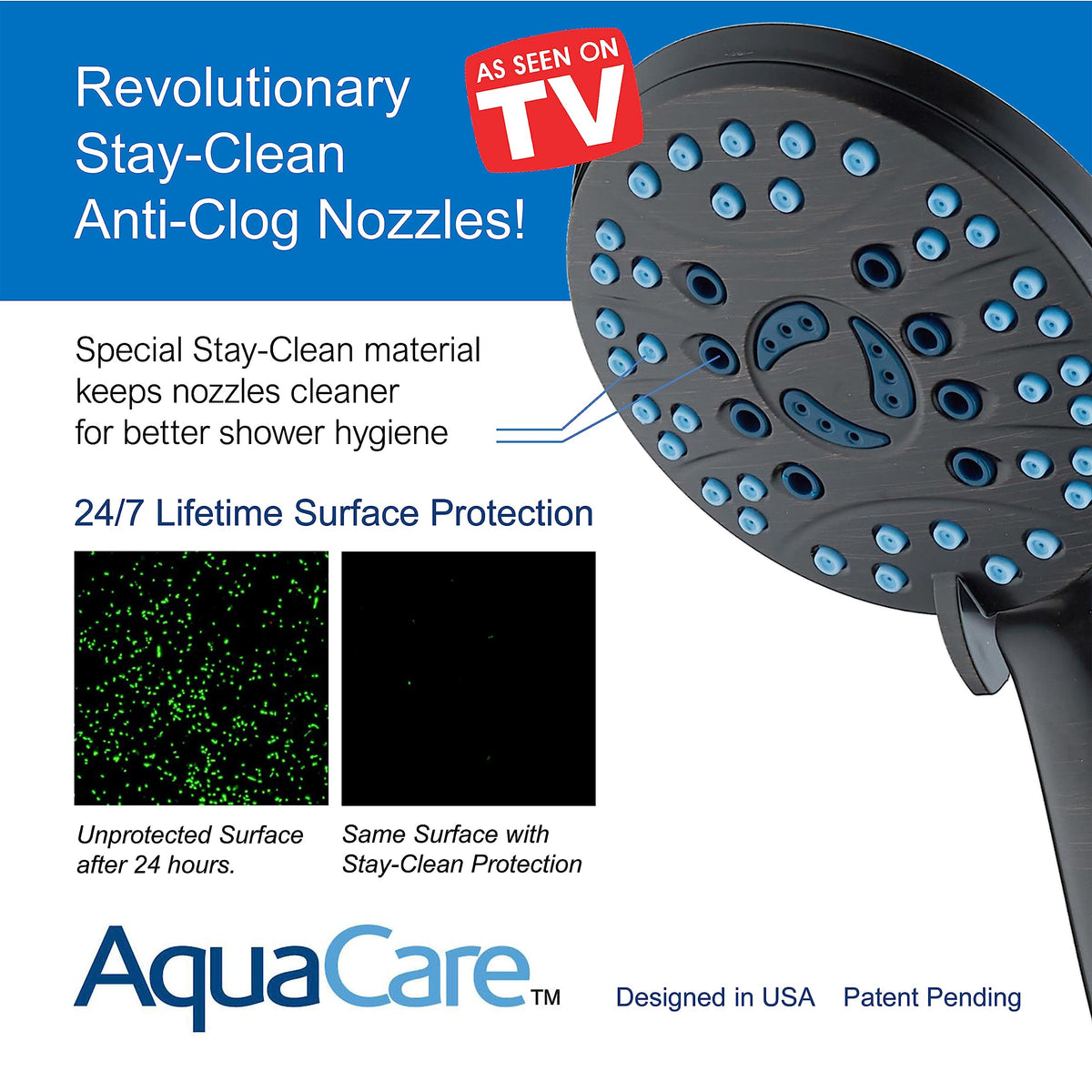 AquaCare 8-mode High Pressure Handheld Shower Head with 2-mode Power Wash