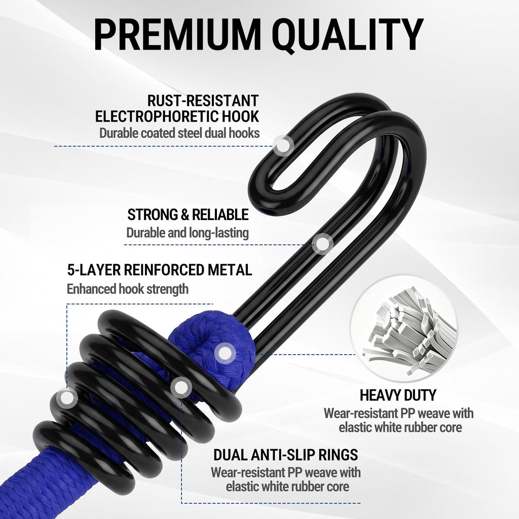 WORKPRO 24" Bungee Cords with Hooks, 4 Pack Heavy Duty Outdoor Bungee Strap