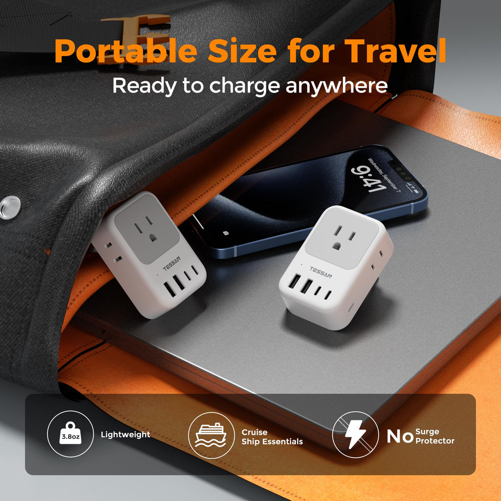 TESSAN European Travel Plug Adapter 2 Pack, Type C Plug