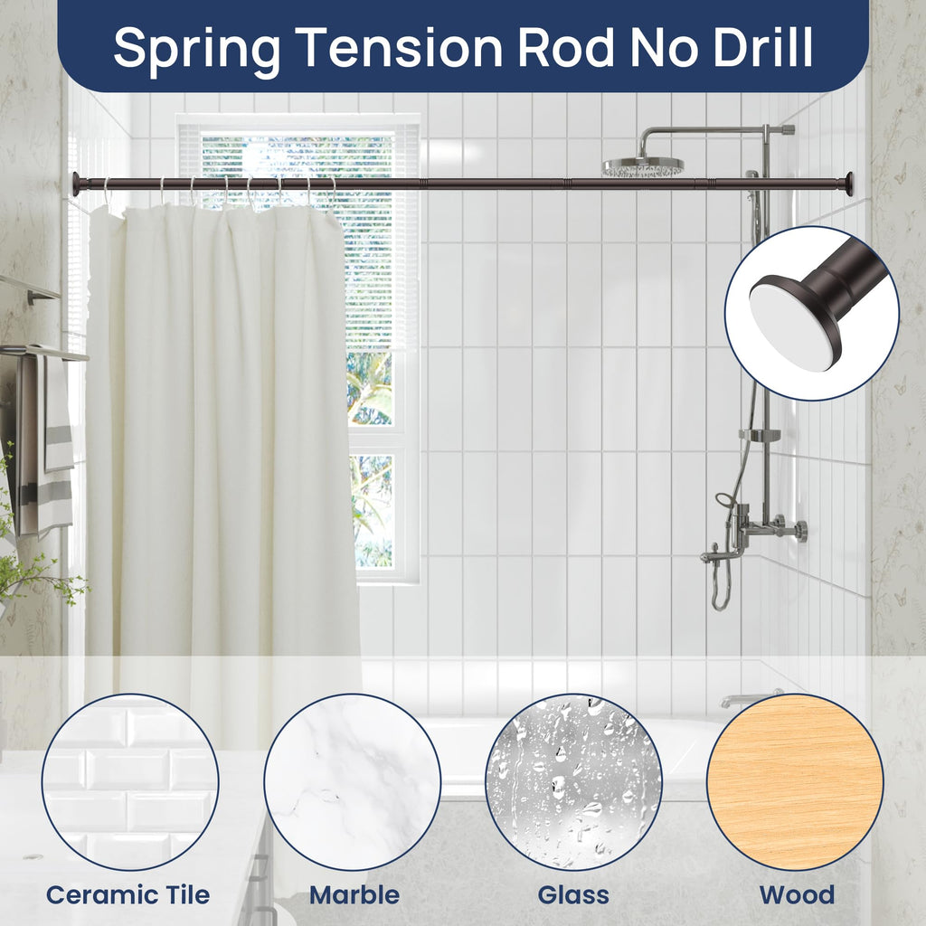 ENJOYBASICS 1" Black Shower Curtain Rod, 30-52" Adjustable, Secure Tension