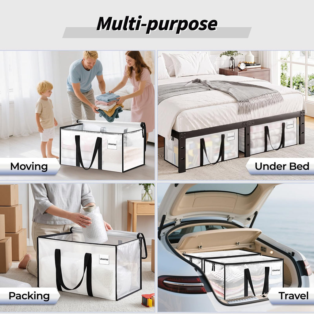 ukeetap 8 Pack Extra Large Clothes Storage Bins with Lids, Clear