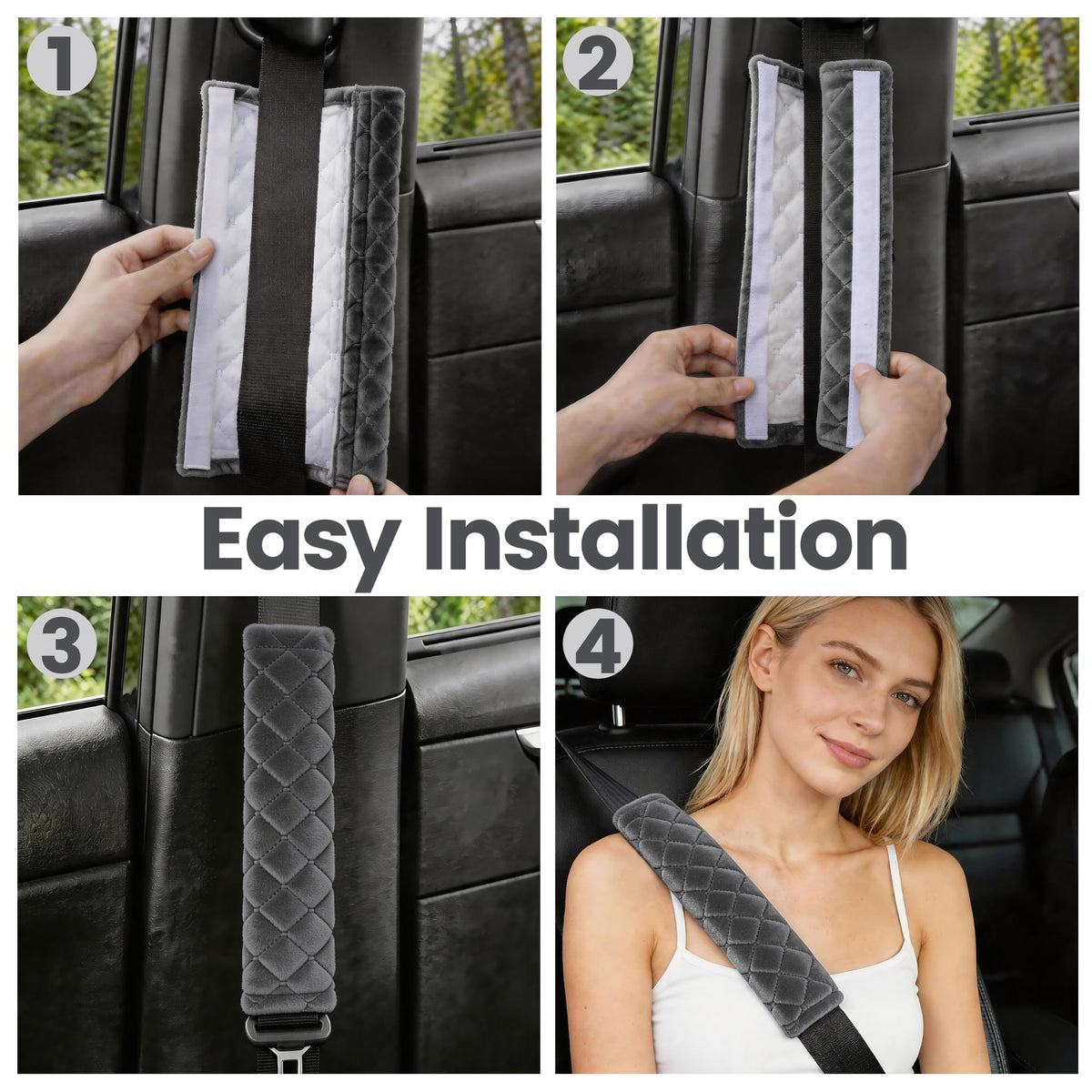 Amooca 2 Pack Seat Belt Covers Soft Shoulder Pad for Cars & Backpack