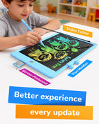 KOKODI LCD Writing Tablet, 12 Inch Colorful Toddler Doodle Board Drawing Tablet, Erasable Reusable Electronic Drawing Pads, Educational and Learning Toy for 3-6 Years Old Boy and Girls(Blue)
