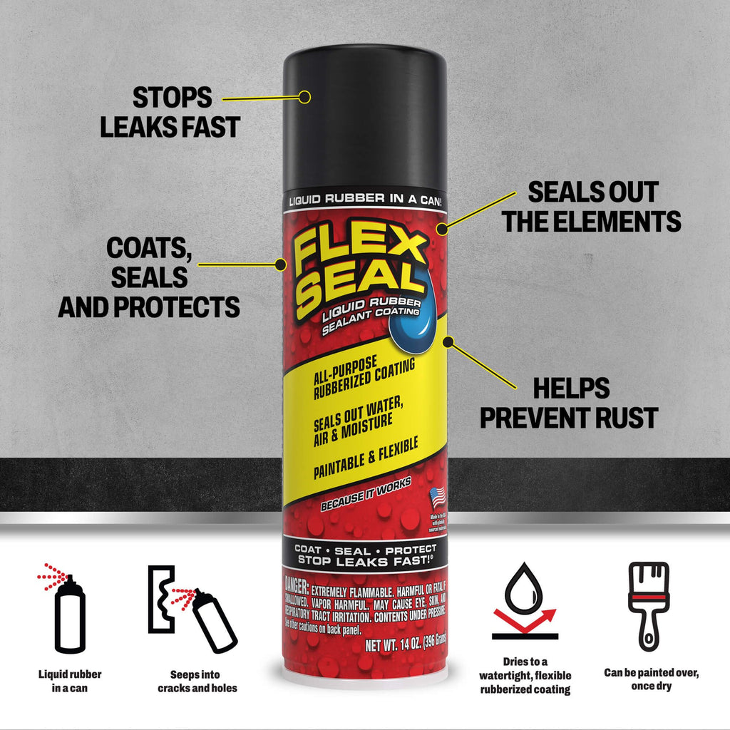 Flex Seal Spray Rubber Sealant Coating, Waterproof, Clear, 17 oz, 2-Pack