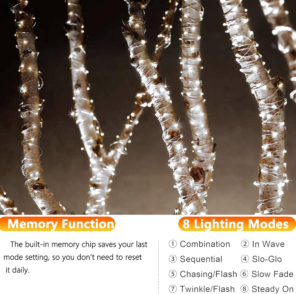 Joomer Solar Fairy Lights, 2-Pack Total 80FT 240LED String Lights, White