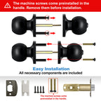 BESTTEN Keyed Entry Door Knob with Lock, Heavy Duty Interior and Exterior Door Lock, Standard Ball, Satin Nickel