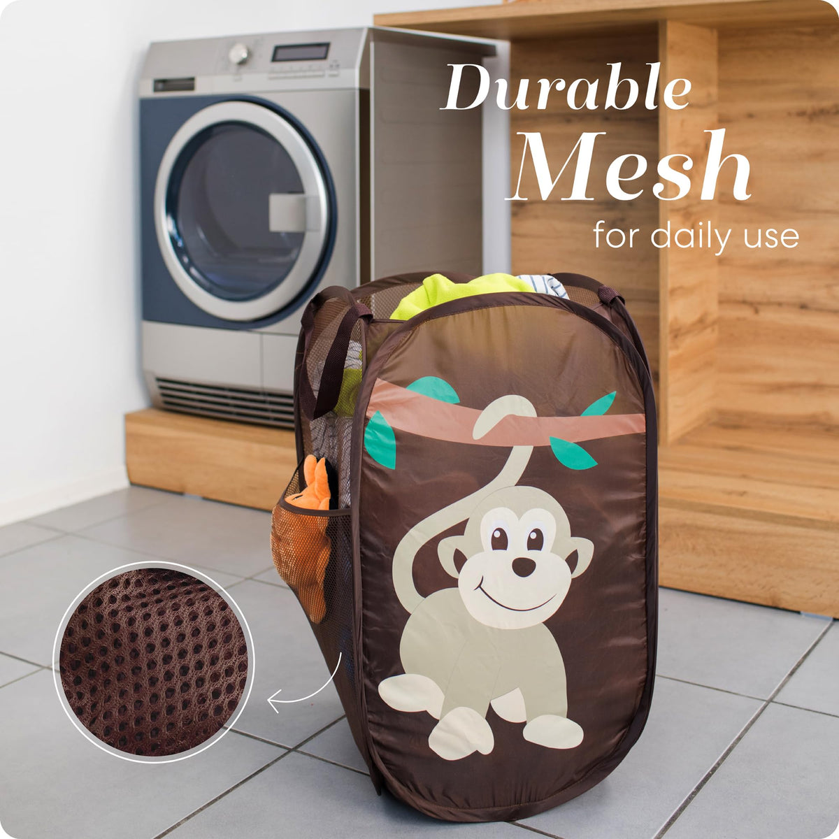 Handy Laundry Collapsible Mesh Pop-Up Hamper with Side Pocket