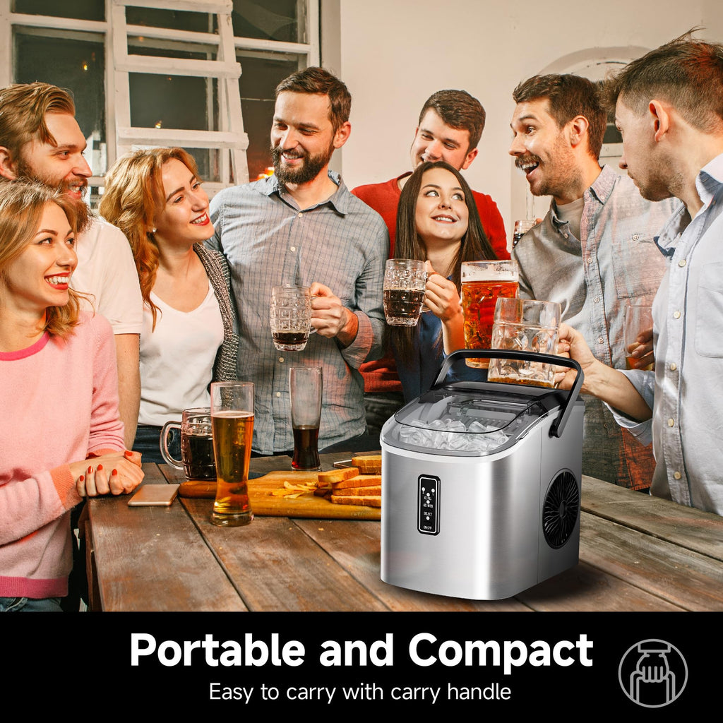 EUHOMY Smart Nugget Ice Maker Countertop, Pebble Ice Maker Machine with APP/Alexa Control, 40lbs/24H, Ready in 7 Mins, Self-Cleaning, Portable Sonic Ice Makers with Hanging Ice Scoop for Home/Office