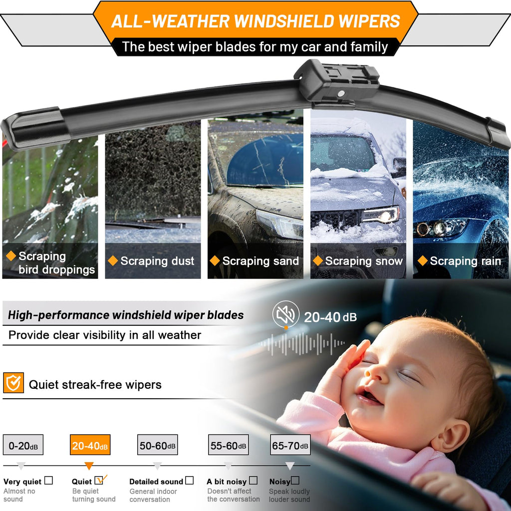 AUTOBOO Windshield Wiper Blade Replacement for Toyota RAV4 Mazda 5