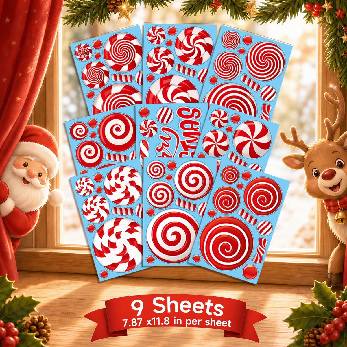 Christmas Window Clings for Glass Windows, Stickers for Window Decorations