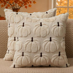 DFXSZ Fall Pillow Covers 18x18 2Pcs Beige Brown Pumpkin Fall Decorations