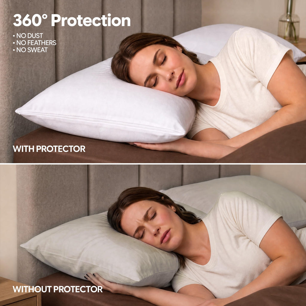 Set of 2 Pillow Protectors with Zipper Standard Size, Pillow Covers