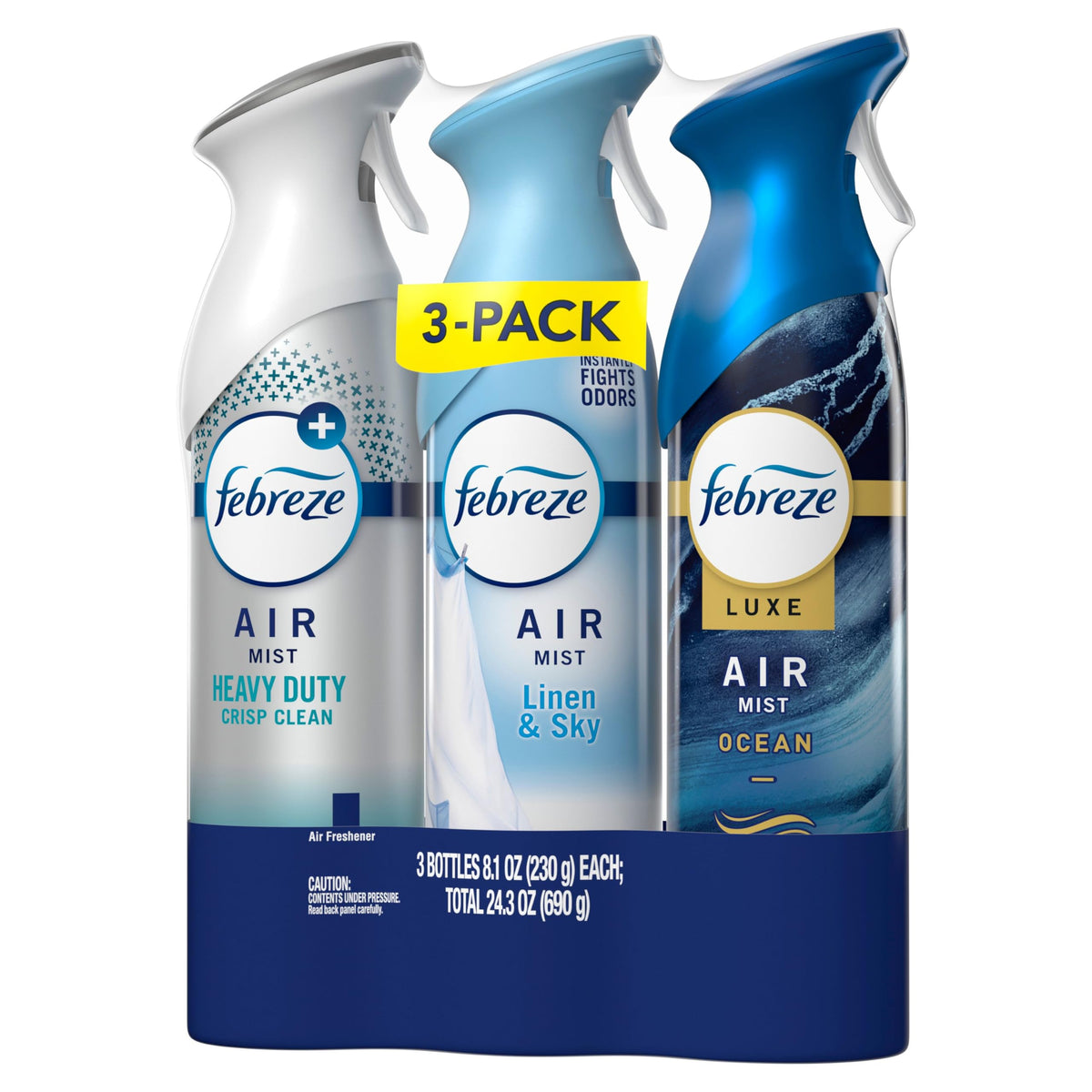 Febreze Air Mist, Air Freshener, Odor Fighting Room Spray, Deodorizer for Home Bathroom Kitchen Office Apartment, Soothe & Restore, Refresh & Energize, Romance & Desire Variety Pack, 8.1oz (Pack of 3)