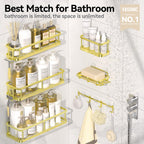 YASONIC Shower Caddy Adhesive, Rustproof Shower Shelves for Inside Shower