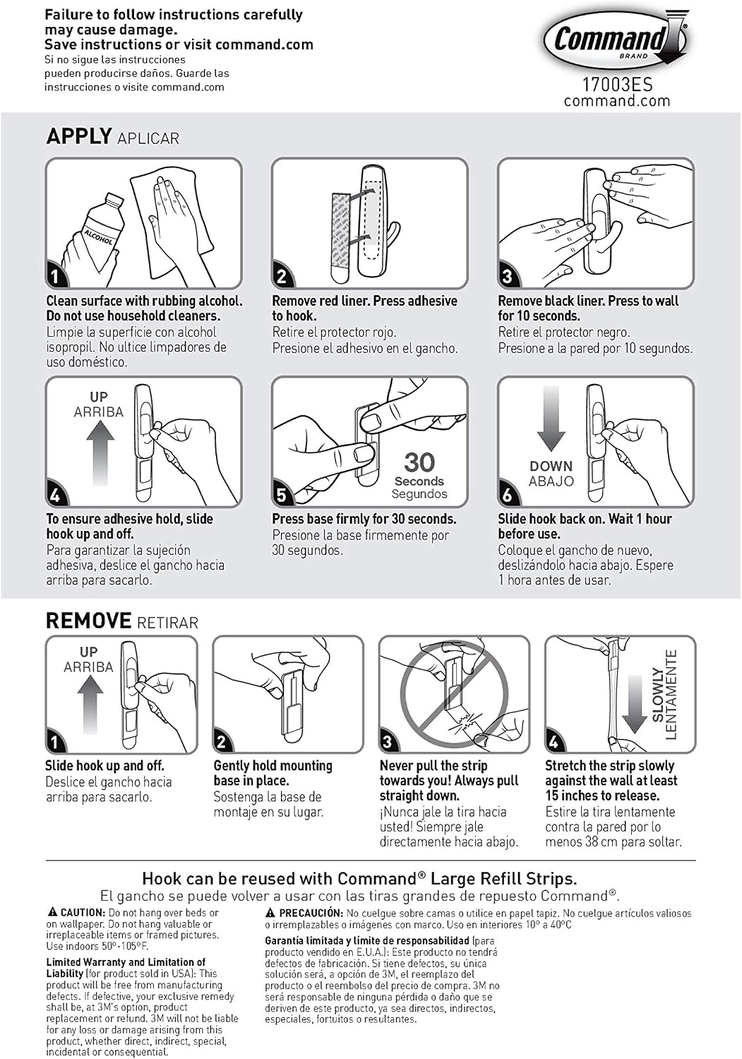 Command Large Utility Hooks, 7-Hooks, 12-Strips, Organize Damage-Free