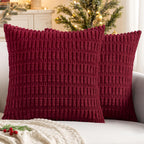 MIULEE Corduroy Decorative Throw Pillow Covers 18x18 Light Brown Pack of 2