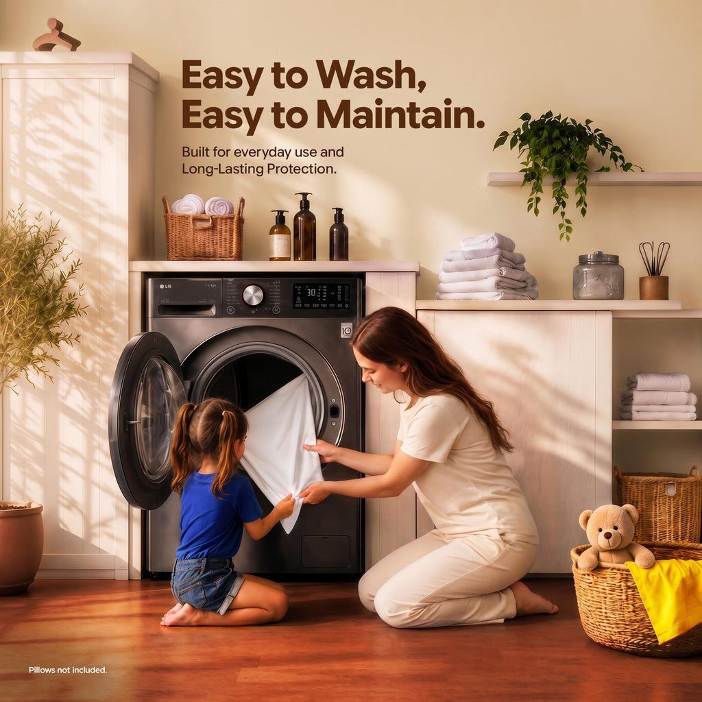 Set of 2 Pillow Protectors with Zipper Standard Size, Pillow Covers